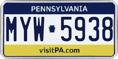 PA license plate MYW5938