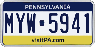 PA license plate MYW5941