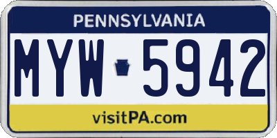 PA license plate MYW5942