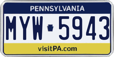 PA license plate MYW5943