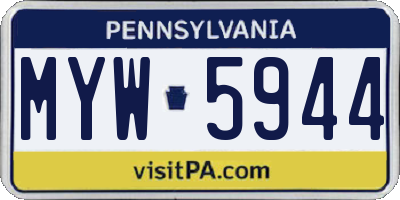 PA license plate MYW5944