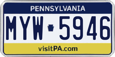 PA license plate MYW5946
