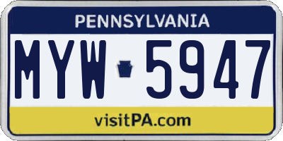 PA license plate MYW5947