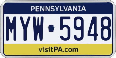 PA license plate MYW5948
