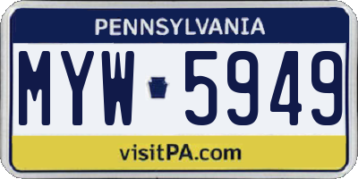 PA license plate MYW5949