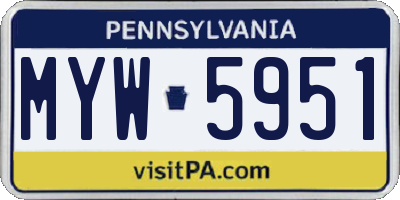 PA license plate MYW5951