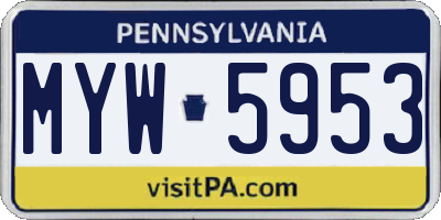 PA license plate MYW5953