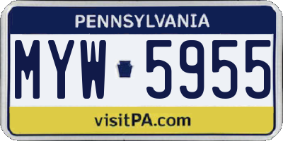 PA license plate MYW5955