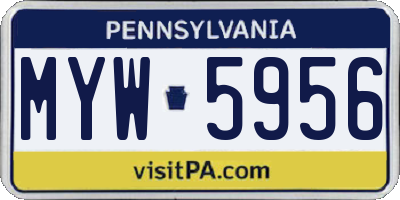 PA license plate MYW5956
