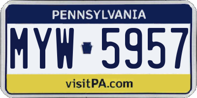 PA license plate MYW5957