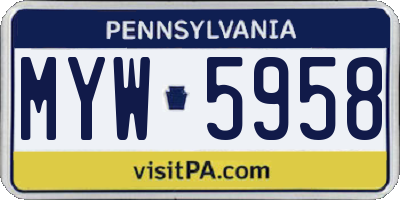 PA license plate MYW5958
