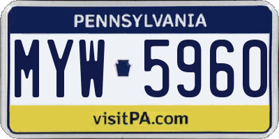 PA license plate MYW5960