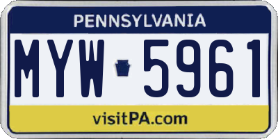 PA license plate MYW5961