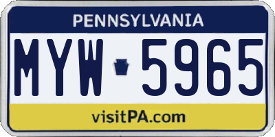 PA license plate MYW5965