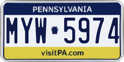 PA license plate MYW5974