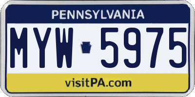 PA license plate MYW5975
