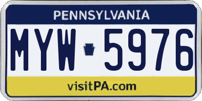 PA license plate MYW5976