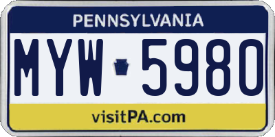 PA license plate MYW5980