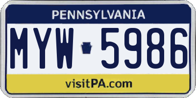 PA license plate MYW5986