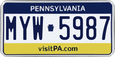 PA license plate MYW5987