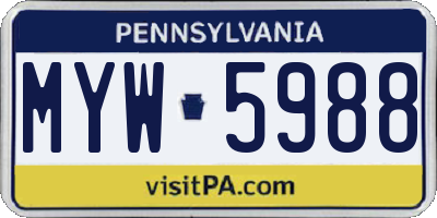 PA license plate MYW5988