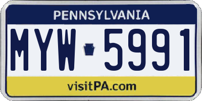 PA license plate MYW5991