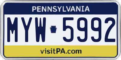 PA license plate MYW5992