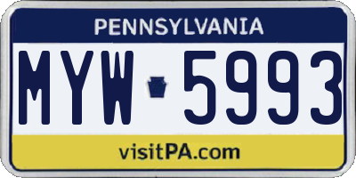 PA license plate MYW5993