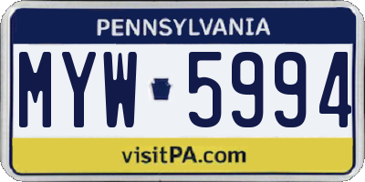 PA license plate MYW5994