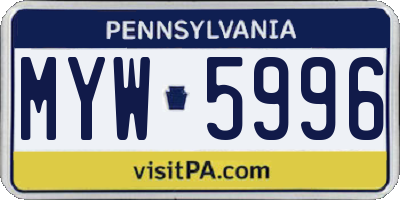 PA license plate MYW5996
