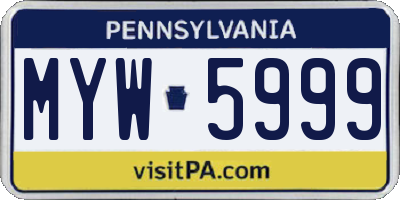PA license plate MYW5999