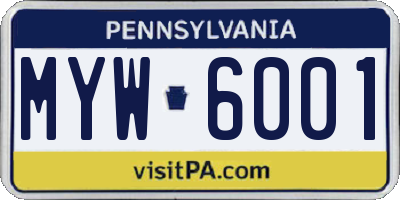 PA license plate MYW6001