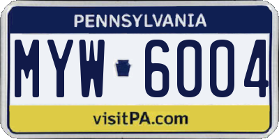PA license plate MYW6004