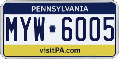 PA license plate MYW6005