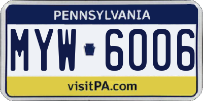 PA license plate MYW6006