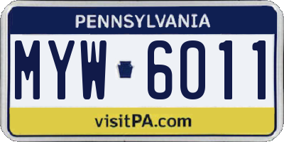 PA license plate MYW6011