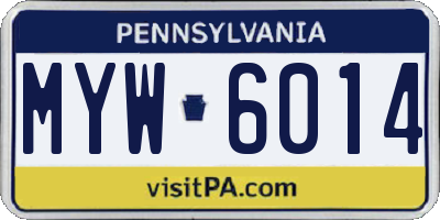 PA license plate MYW6014