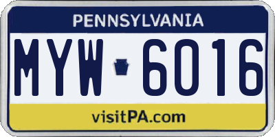 PA license plate MYW6016