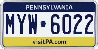 PA license plate MYW6022