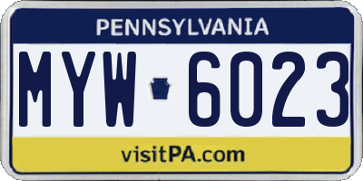 PA license plate MYW6023