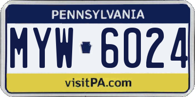 PA license plate MYW6024