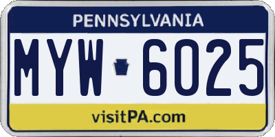 PA license plate MYW6025