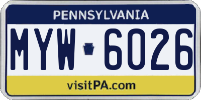 PA license plate MYW6026
