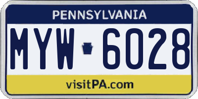 PA license plate MYW6028