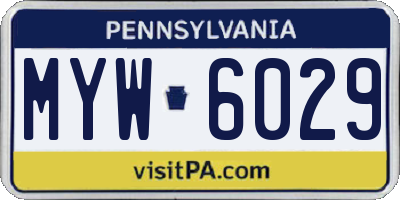 PA license plate MYW6029