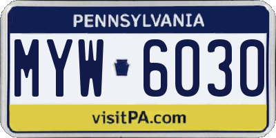 PA license plate MYW6030