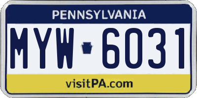 PA license plate MYW6031