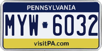 PA license plate MYW6032