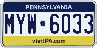 PA license plate MYW6033