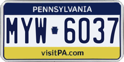 PA license plate MYW6037